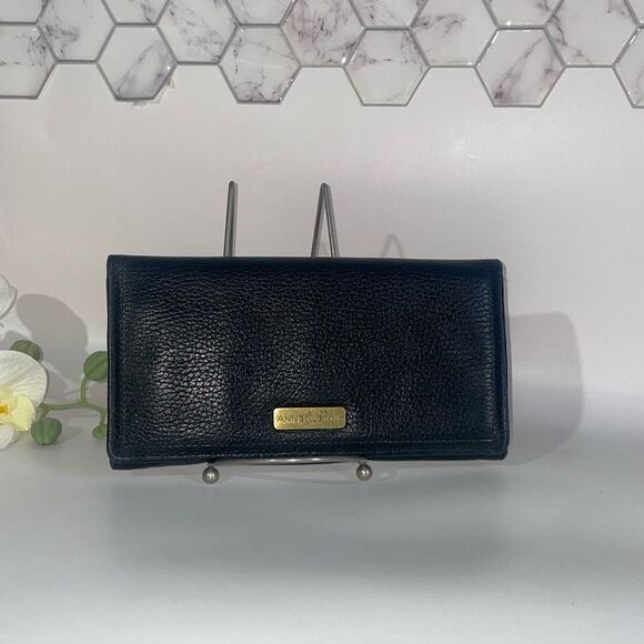 Vintage Anne Klein Black Textured Clutch/Wallet - Picture 1 of 7
